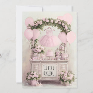 Invitation Thème de ballerine rose Tutu Cut pour filles