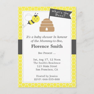 Invitation Thème de bébé adorable abeille Shower en jaune et