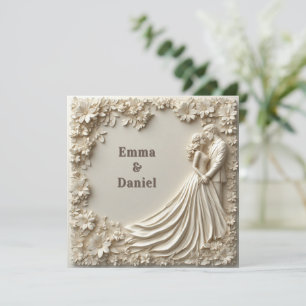 Invitation 🤍 Thème de cadre de mariage floral ivoire en couc