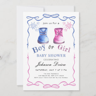 Invitation Thème de chaussures de bébé à l'aquarelle   Baby S
