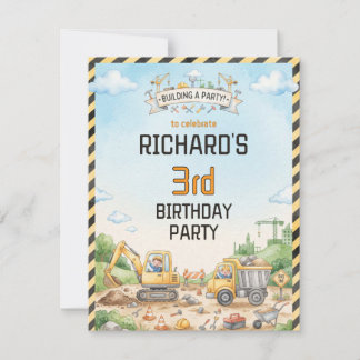 Invitation Thème de construction amusant pour l'anniversaire 