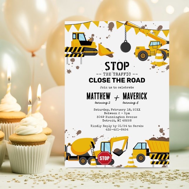 Invitation Thème de construction conjointe pour enfants fête  (Créateur téléchargé)