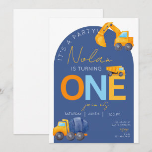 Invitation Thème de construction Premier anniversaire