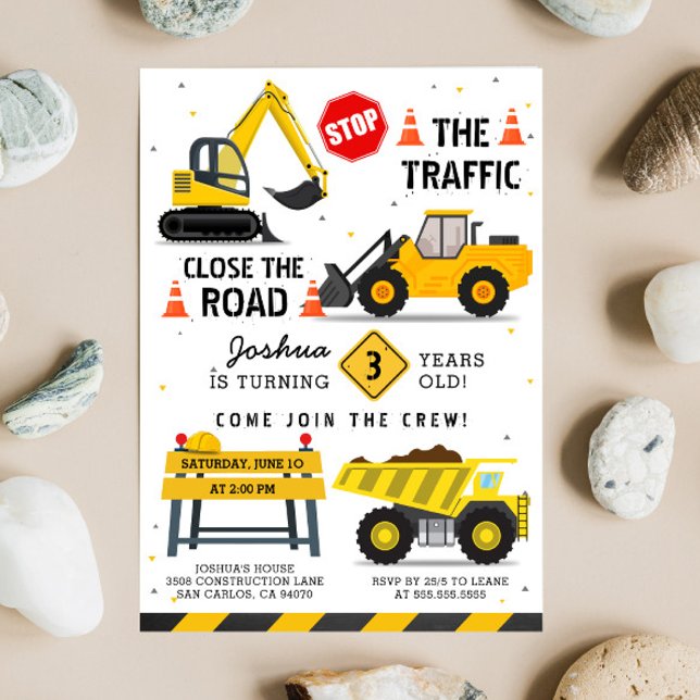 Invitation Thème de construction Truck Truck Anniversaire de  (Créateur téléchargé)
