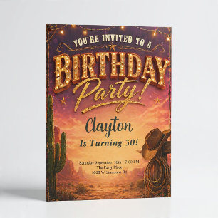 Invitation Thème de cow-boy occidental pour fête d'anniversai