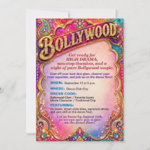 Invitation Thème de danse de fête de Bollywood vibrant