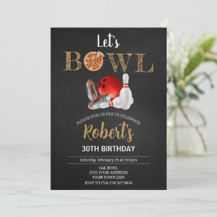 Invitation Thème de fête d'anniversaire Bowling et Pizza