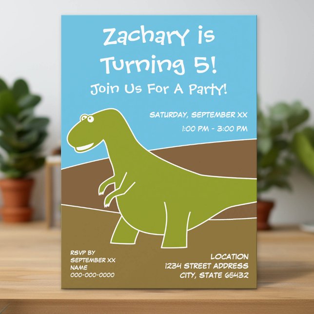 Invitation Thème de fête d'anniversaire de Dinosaur (Custom Invitation with Download Option)