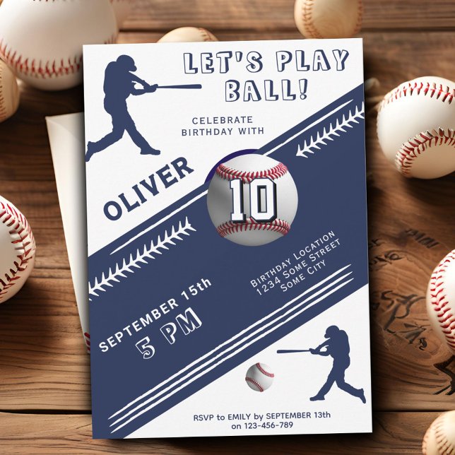 Invitation Thème de fête d'anniversaire pour joueur de baseba (Créateur téléchargé)