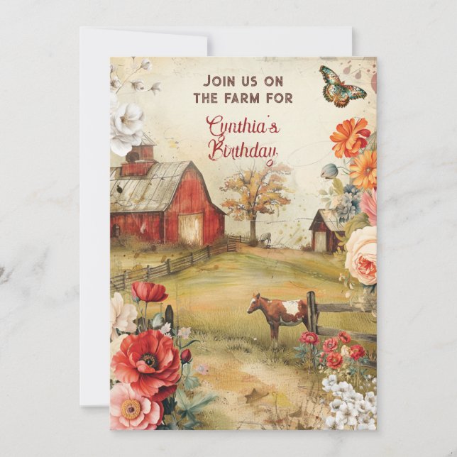 Invitation Thème de fête de campagne à la ferme (Devant)