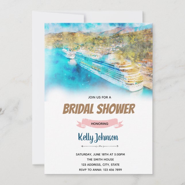 Invitation Thème de fête de mariage de croisière (Devant)