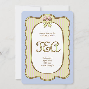Invitation Thème de fête de thé rétro élégant pour mère et fi