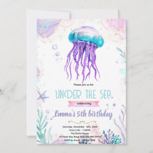 Invitation thème de fête méduse mignonne