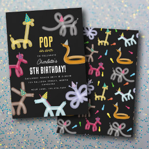 Invitation Thème de fête pour enfants Animaux en ballons
