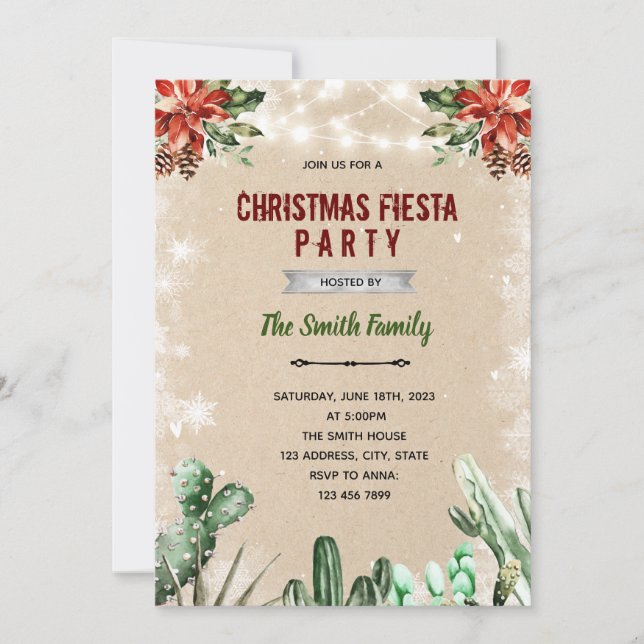 Invitation thème de fiesta de Noël (Devant)