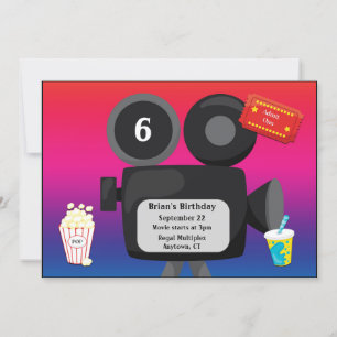 Invitation Thème de film Fête d'anniversaire personnalisable