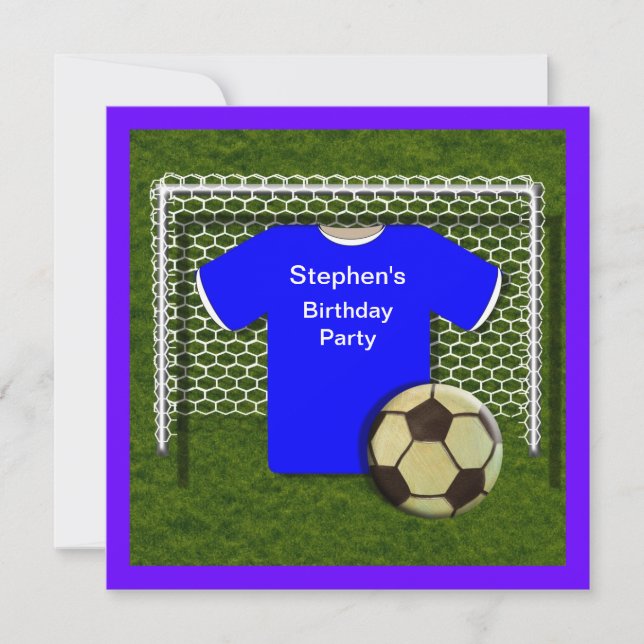 Invitation Thème de football bleu Anniversaire Fête Invitatio (Devant)