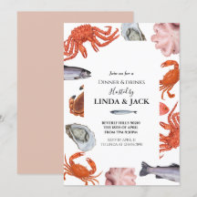 Thème de fruits de mer d'invitation de dîner