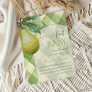 Invitation Thème de fruits de petite poire verte en vichy pou