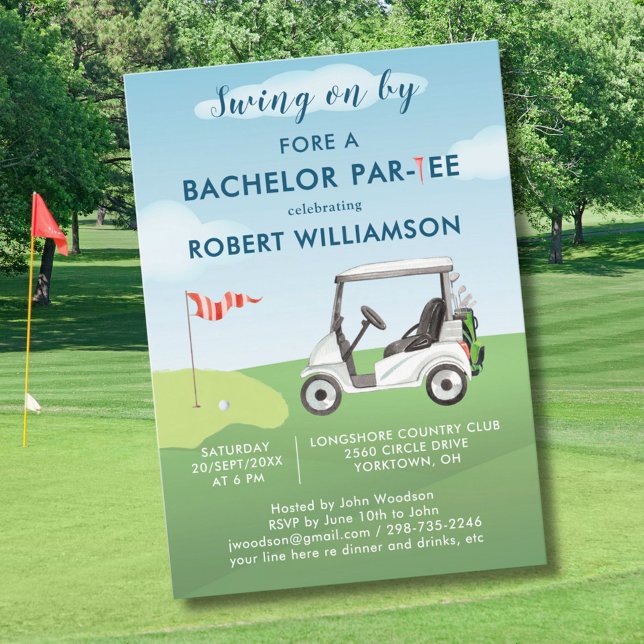 Invitation Thème de golf Dernier Swing personnalisé Bachelor  (Créateur téléchargé)
