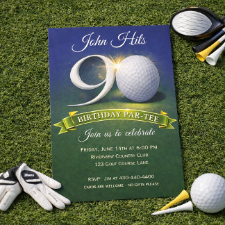 Invitation Thème de golf pour 90e anniversaire