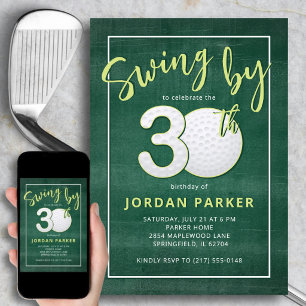 Invitation Thème de golf Swing By 30e anniversaire Stylé Vert