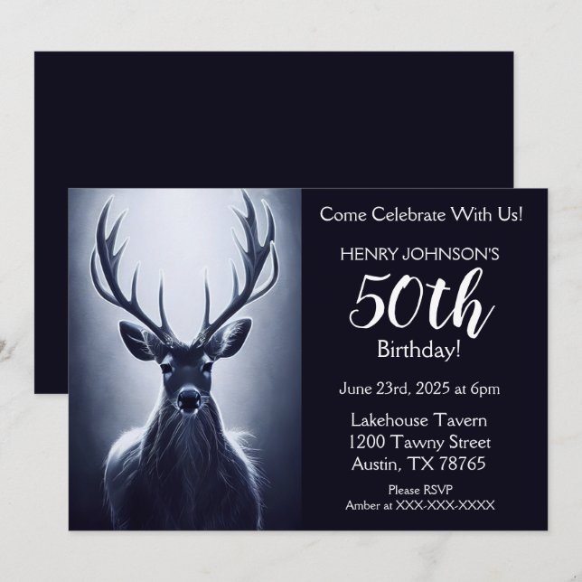 Invitation Thème de la chasse au stade 50e anniversaire Invit (Devant / Derrière)