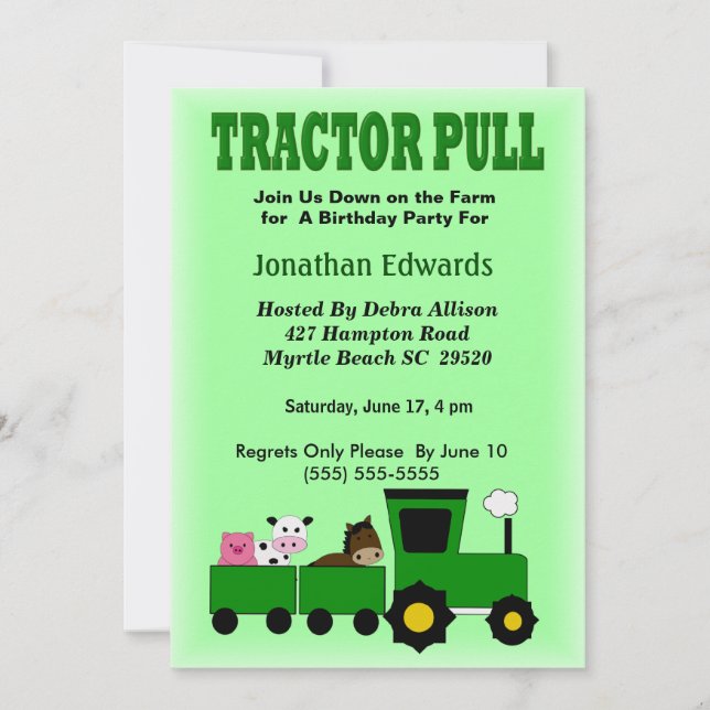 Invitation Thème de la ferme pour enfants Anniversaire Invita (Devant)