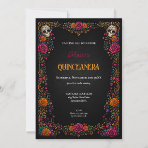 Invitation Thème de la fête des crânes de sucre pour Quincean