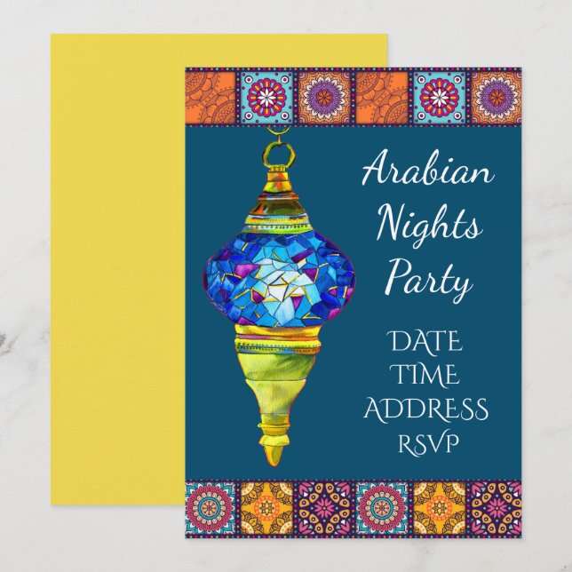 Invitation Thème de la fête des Lanternes des Nuits Arabes (Devant / Derrière)