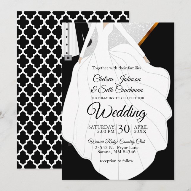 Invitation Thème de la mariée et de la chambre - Mariage (Devant / Derrière)