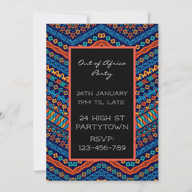 Invitation Thème de la soirée motif d'art africain (Devant)