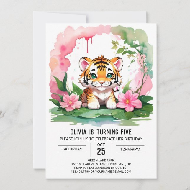 Invitation Thème de l'anniversaire du Roaring Wild One Tiger (Devant)