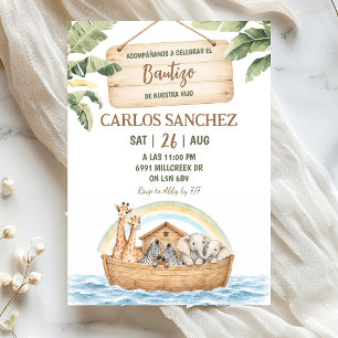 Invitation Thème de l'Arche de Noé pour le baptême espagnol