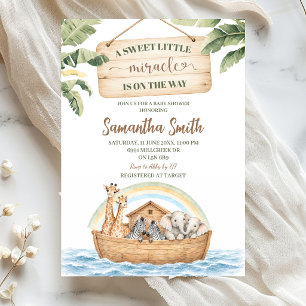 Invitation Thème de l'Arche de Noé pour une Baby Shower Mirac
