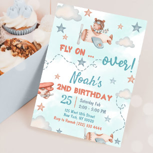 Invitation Thème de l'avion de Cute Boy 2e fête d'anniversair