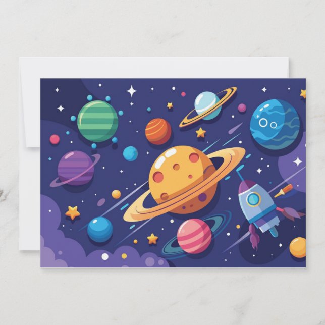 Invitation Thème de l'espace et des planètes (Devant)