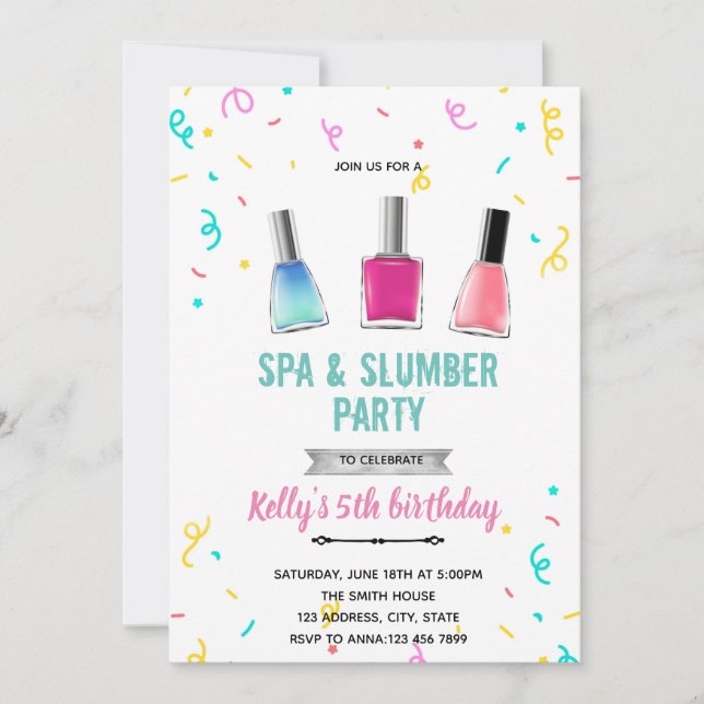 Invitation Thème de manucure et pédicure de spa mignon (Devant)