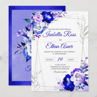 Invitation Thème de mariage bleu royal et violet