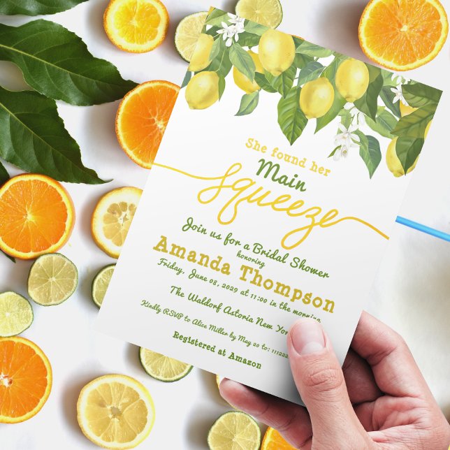 Invitation Thème de mariage citron Main Squeeze Shower de mar (Créateur téléchargé)