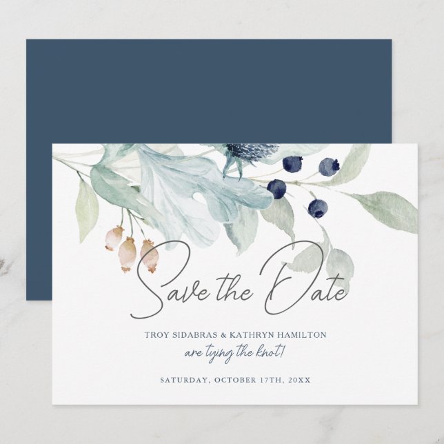 Invitation Thème de mariage d'hiver élégant Enregistrez la da (Devant / Derrière)