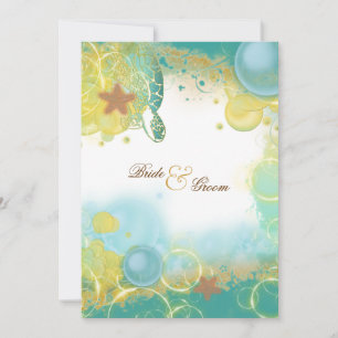 Invitation Thème de mariage sur la plage ~ tortues et étoiles