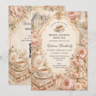Invitation Thème de mariage Vintage Régence pour une Baby Sho