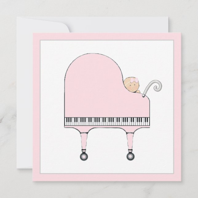 Invitation Thème de musique Baby shower fille (Devant)