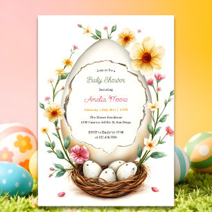 Invitation Thème de nid d'oeufs floraux Baby shower de Pâques