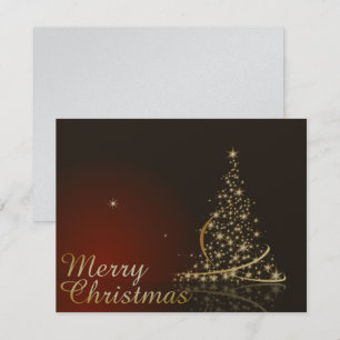 Invitation Thème de Noël rouge avec arbre de Noël doré