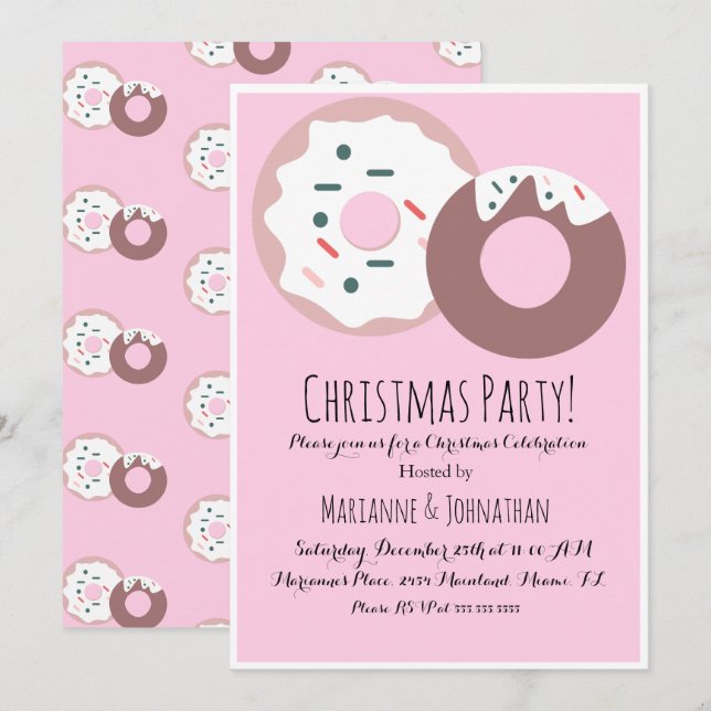 Invitation Thème de Noël Saupoudré de beignes (Devant / Derrière)