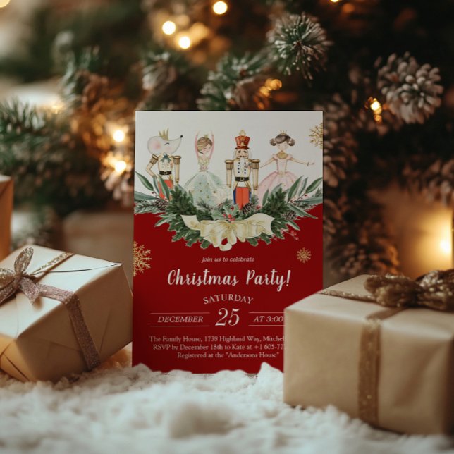 Invitation Thème de Noisette Fête de Noël (Nutcracker Theme Christmas Party Invitation)