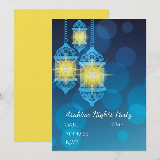 Invitation Thème de partie de lanternes de mille et une nuits (Devant / Derrière)