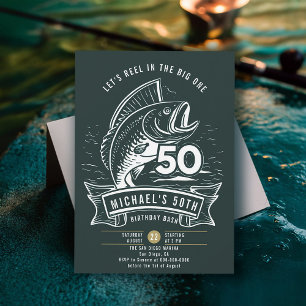Invitation Thème De Pêche Big Bass Reel In Men 50e Anniversai